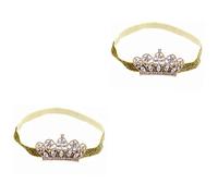 FRCOLOR 2pcs Crown Hair Band for Baby Girls Stylish Elastic Headband Rhinestone Tiara Perfect for Birthday Christmas Photo Sessions (elastic Tiara)