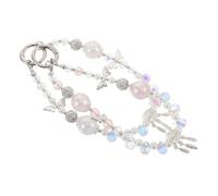 FRCOLOR 2pcs Crystal Beaded Butterfly Phone Strap Wristlet Lightweight Phone Charm with Radiant Beads for Women S Keychain and Handbag Accessory Stylish Elegant