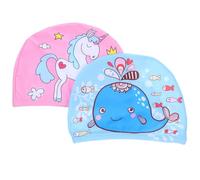 FRCOLOR 2pcs Cute Cartoon Swim Caps for Boys and Comfortable Polyester Material Reduce Drag Swimming Hats for Bathing and Regular Swimming Lessons