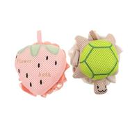 FRCOLOR 2PCS Cute Shower Puff Turtle Strawberry Bath Sponge with Soft Mesh for Gentle Exfoliating Portable Body Scrubber for Bath Fun and Cleaning