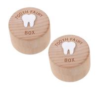 FRCOLOR 2pcs Cute Tooth Fairy Box Wooden Keepsake Box for Kids Sturdy Storage Container for Lost Milk Teeth, Adorable Design for Birthdays Easter