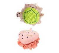 FRCOLOR 2PCS Cute Turtle and Strawberry Shower Loofah Soft Mesh Bath Sponge Body Scrubber Ball for Women Gentle Exfoliating Fruit Body Scrubber Puff for Fun and Shower Cleaning