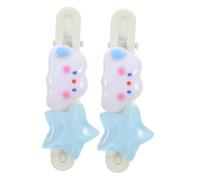 FRCOLOR 2pcs Cute White Cartoon Cloud Star Duckbill Hairpin Hair Clips for Teens Girls Sweet Style Hair Accessories Side Bangs Hairstyles