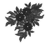 FRCOLOR 2pcs Decorative Iron on Patches Embroidery Patches Black Polyester Imitation Pearl Creative Design Good Touching Cover Broken Holes Clothes Accessory for DIY Craft