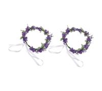 FRCOLOR 2pcs Deep Purple Lavender Wreath Floral Headdress for Girls Wedding Flower Wreath Headband Fashionable Crown for Photoshoot