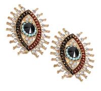 FRCOLOR 2pcs Devil Eye Brooch with Rhinestones Stylish Women S Pins for Jackets and Bags Unique Accessory for Everyday Wear