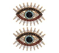 FRCOLOR 2pcs Devil's Eye Brooch Pins with Rhinestones Elegant Metal Design Accessories for Women S Clothing and Bags