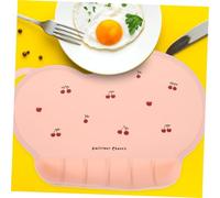 FRCOLOR 2pcs Dinner Placemats Silicone Eating Mats for Portable Non-slip Dining Table Pads with Cherry and Bear Designs Foldable Food Mats