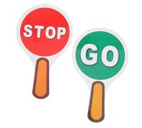 FRCOLOR 2pcs Double-sided Portable Traffic Safety Paddle for Stop Sign with Bold Text High Visibility Educational Tool for Classroom Traffic Control and Safety Teaching