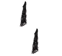 FRCOLOR 2pcs Easy Clip in Water Wave Ponytail Extensions Long Curly Human Hair Natural Look Dark Red Fashionable Hair Extensions