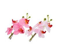 FRCOLOR 2pcs Elegant Bridal Orchid Hair Clips for Bridesmaids Flower Hairpins with Strong Hold Vibrant Pink White Butterfly Orchid Hair Accessories for Wedding Updos