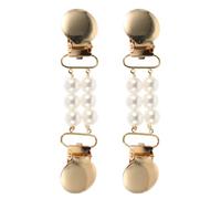 FRCOLOR 2pcs Elegant Golden Pearl Sweater Clip for Women, Zinc Alloy Material, Secure Garments with Versatile Applications, for Daily Wear and Social Events
