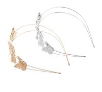 FRCOLOR 2pcs Elegant Hollow Butterfly Headband in Gold and Silver for Bridal Crowns Vintage Wedding Tiara Boho Bachelorette Parties Hair Accessories for Women