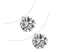 FRCOLOR 2pcs Elegant Invisible Fish Wire Necklaces with Zircon Pendant for Unique Transparent Design Simple to Wear for Any Occasion