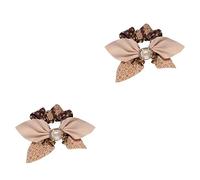 FRCOLOR 2pcs Elegant Pearl Hair Ring Bowknot Hair Tie Pearl Face Gems Pins Women Rope Ponytail Holder Accessories