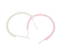 FRCOLOR 2pcs Elegant Pearl Headband Comfortable Fashion Hair Hoop for Women Classic Minimalist Hairband for Face Washing Weddings Daily Wear Princess Inspired Stylish Hair Accessory
