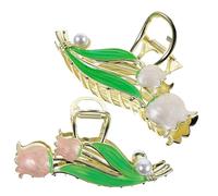 FRCOLOR 2pcs Elegant Tulip Metal Hairpin Claw Clips for Women Girls Hair Accessories Thick Hair