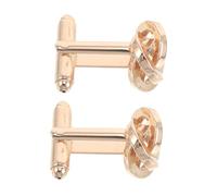 FRCOLOR 2pcs Elegant Twist Knot Copper Cufflinks for Business Weddings Formal Events Hand Finished Smooth Surface Shirt Accessories Classic French Style Suit