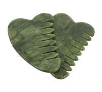 FRCOLOR 2pcs Ergonomic Light Green Jade Comb for Facial and Scalp Massage Handheld Gua Sha Tool Enhancing Skincare Absorption Blood Flow Multifunctional Meridian Massage for Hair and Skin