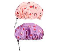 FRCOLOR 2pcs Extra Large Shower Cap Reusable Shower Hats for Women Adjustable Double Layer Hair Cap and Spa