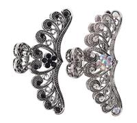 FRCOLOR 2pcs Extra Large Vintage Rhinestone Hair Claw Clips for Women Metal Hair Bun Clips with Strong Hold Secure Grip for Stylish Updos for Weddings and Summer Events