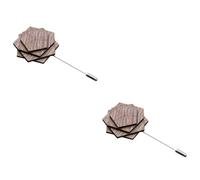 FRCOLOR 2pcs Floral Lapel Pin for Men Decorative Wooden Boutonniere Pin Unique Suit Accessory for Weddings and Special Events Delicate Design Sturdy Construction