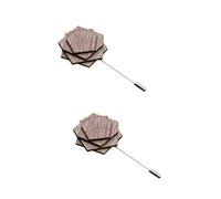 FRCOLOR 2pcs Floral Lapel Pin for Men Decorative Wooden Suit Boutonniere Pin Sturdy Versatile Brooch for Weddings Parties Banquets Elegant Flower Design Easy to Use