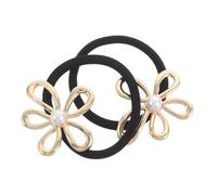 FRCOLOR 2pcs Flower Metal Hair Scrunchies Hair Accessories for Women Girls Boho Floral Elastic Ties for Daily
