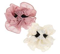 FRCOLOR 2pcs French Style Flower Hair Claw Clips for Women, Large Chiffon Floral Clips with Secure Hold and Tight Grip, Pink and White Hair Accessories for Wedding and Casual Occasions