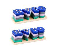 FRCOLOR 2Pcs Geometry Intelligence Building Blocks Toy for Boys and Girls Educational Shape Matching Puzzle Early Development Learning Toy for Toddlers Fun Playtime Activity