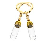 FRCOLOR 2pcs Glass Perfume Bottle Keychain Mini Drift Bottle Shape Refillable Travel Perfume with Gold Acrylic Cap Empty Essential Oil Container Small Vial Pendant On-the-Go Use