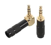 FRCOLOR 2pcs Gold Plated Copper 3.5mm Solder Type Audio Plug Right Angle