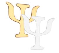 FRCOLOR 2pcs Greek Alphabet Brooch Pins for Women Vintage Letter Brooches Fashionable Alloy Accessories for Clothing Bags Hats Unique Psychology