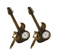 FRCOLOR 2pcs Guitar Keychain Watch Musical Instrument Keychain Guitar Charms Collectible Mini Pendant for Boys and Girls Party Favor and Everyday Carry