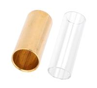 FRCOLOR 2pcs Guitar Slide Bars Glass Metal Slides for Tone Finger Ring Accessories for Electric Acoustic Guitar Stylish Design Smooth Craftsmanship