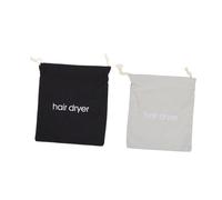 FRCOLOR 2pcs Hair Dryer Drawstring Storage Bag Lightweight and Durable Organizer for Travel and Home Use Black and Light Grey Canvas with English Embroidery for Hotels and Dormitories