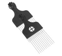 FRCOLOR 2pcs Hair Pick Afro Comb Wide Tooth Steel Needle Comb for Long Thick Curly Hair Amber Handle for Wet and Dry Styling