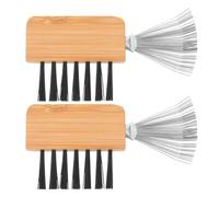 FRCOLOR 2pcs Hairbrush Cleaning Rakes Portable Mini Comb Cleaner Tool for Hairbrushes and Curling Brushes Maintenance at Home Or Travel, Compact Metal and Wood Design