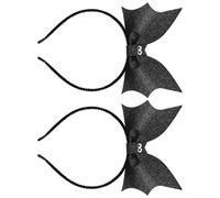 FRCOLOR 2pcs Halloween Bat Headband for Women Adults, Simulation Bat Wings Hairband in Black, Comfortable Wear and Easy Pairing, for Dress and Halloween Party Accessories