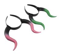 FRCOLOR 2pcs Halloween Bull Horns Headband Costume Accessory, Comfortable Reusable Plastic Horned Headpiece for Cosplay Gatherings and Costume Party
