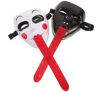 FRCOLOR 2pcs Halloween Ghost Masks for Adults with Adjustable Straps and Breathable Plastic Material, Black and White Mythical Characters Design with Long Tongue, for Haunted House