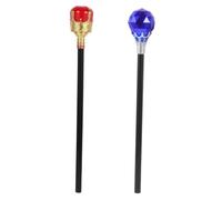 FRCOLOR 2pcs Halloween King Cane Prop Decorative Crutch Stick for Cosplay Costume Accessories Gold and Blue Wand for Masquerade Festival Stage Performance Party Role Play