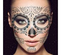 2pcs Halloween Skull Face Skeleton Face Party Face Stickers Halloween Facial Decoration Black Day of The Dead Black Skeleton European and Accessories
