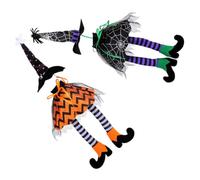 FRCOLOR 2pcs Halloween Wine Bottle Cover with Witch Hat and Long Legs, Non-woven Fabric Bottle Sleeve for Festive Holiday Decorations and Party Table Centrepieces, Versatile Decorative Use