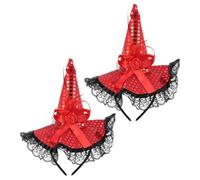 FRCOLOR 2pcs Halloween Witch Headband Ruched Lace Sequin for Masquerade Party Dress-up Festival Accessories for Adults Boys and Girls Cosplay