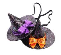 FRCOLOR 2pcs Halloween Witch Pointed Hat Headbands Elastic Soft Fabric Hair Accessories for Party Durable Lightweight Design