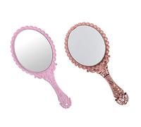 FRCOLOR 2pcs Hand Mirror with Handle Small Handheld Mirror Plastic Hand Held Mirror for Salon Barbershops Self Haircut Hairdressing Makeup