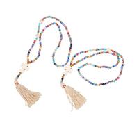 FRCOLOR 2pcs Handmade Colorful Crystal Beaded Cross Necklace with Tassel Catholic Religious Jewelry for Christian Faith Versatile Spiritual Pendant Women and Men
