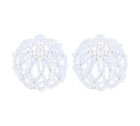 FRCOLOR 2pcs Handmade Crystal Beaded Net Bag Rhinestone Crochet Elastic Bun Cover for Ballet Dance Bun Accessory for Women Girls for Birthday Party