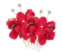 FRCOLOR 2pcs Hawaiian Floral Hair Combs for Women Bridal Hair Accessory Decorations with Vivid Red Hibiscus Flowers All-day Stable Side Clips for Wedding Party and Luau Celebration